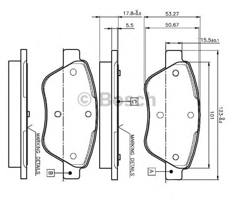 BOSCH - 0 986 TB2 835 - Комплект тормозных колодок, дисковый тормоз (Тормозная система)