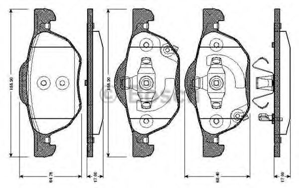 BOSCH - 0 986 TB2 873 - Комплект тормозных колодок, дисковый тормоз (Тормозная система)