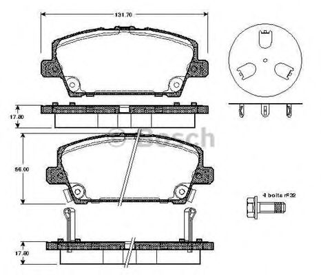 BOSCH - 0 986 TB2 934 - Комплект тормозных колодок, дисковый тормоз (Тормозная система)