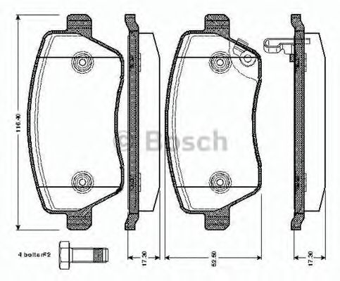 BOSCH - 0 986 TB2 965 - Комплект тормозных колодок, дисковый тормоз (Тормозная система)