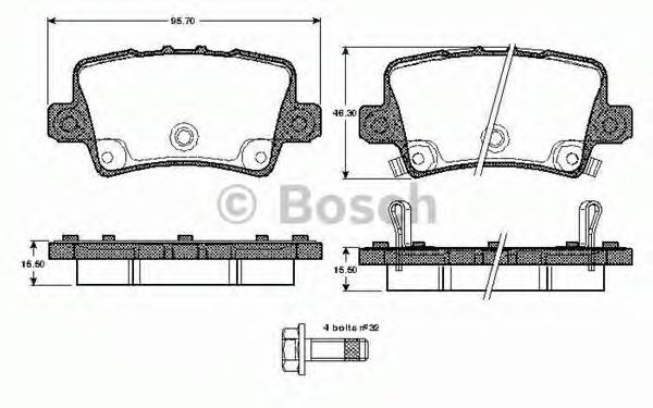 BOSCH - 0 986 TB2 974 - Комплект тормозных колодок, дисковый тормоз (Тормозная система)