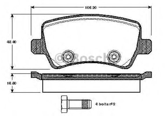 BOSCH - 0 986 TB3 004 - Комплект тормозных колодок, дисковый тормоз (Тормозная система)