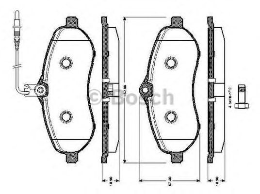 BOSCH - 0 986 TB3 037 - Комплект тормозных колодок, дисковый тормоз (Тормозная система)