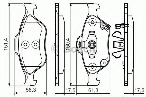 BOSCH - 0 986 495 093 - Комплект тормозных колодок, дисковый тормоз (Тормозная система)