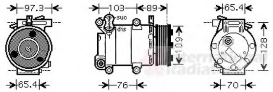 VAN WEZEL - 1800K391 - Компрессор, кондиционер (Кондиционер)