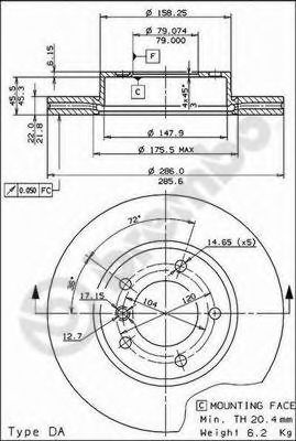 BREMBO - 09.5390.34 - Тормозной диск (Тормозная система)