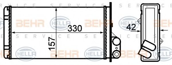 HELLA - 8FH 351 308-541 - Теплообменник, отопление салона (Отопление / вентиляция)