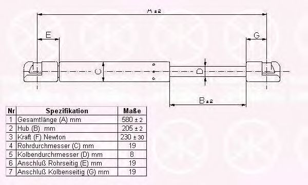 KLOKKERHOLM - 35172800 - Газовая пружина, капот (Кузов)