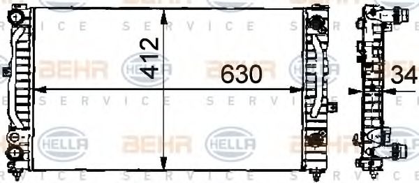 HELLA - 8MK 376 716-621 - Радиатор, охлаждение двигателя (Охлаждение)