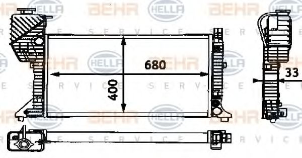 HELLA - 8MK 376 721-201 - Радиатор, охлаждение двигателя (Охлаждение)