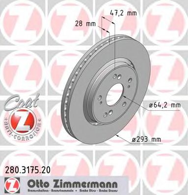 ZIMMERMANN - 280.3175.20 - Тормозной диск (Тормозная система)