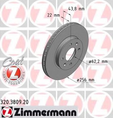 ZIMMERMANN - 320.3809.20 - Тормозной диск (Тормозная система)