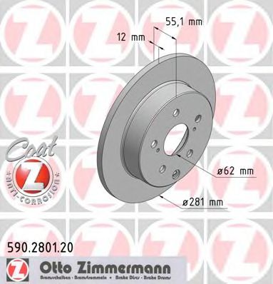 ZIMMERMANN - 590.2801.20 - Тормозной диск (Тормозная система)