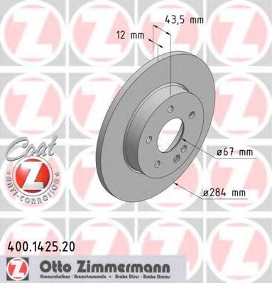 ZIMMERMANN - 400.1425.20 - Тормозной диск (Тормозная система)