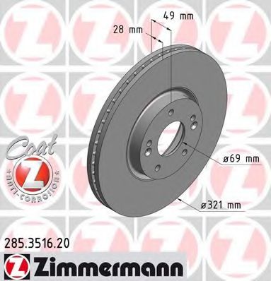 ZIMMERMANN - 285.3516.20 - Тормозной диск (Тормозная система)