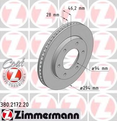 ZIMMERMANN - 380.2172.20 - Тормозной диск (Тормозная система)