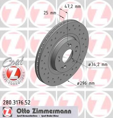 ZIMMERMANN - 280.3176.52 - Тормозной диск (Тормозная система)