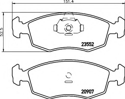 HELLA - 8DB 355 009-131 - Комплект тормозных колодок, дисковый тормоз (Тормозная система)