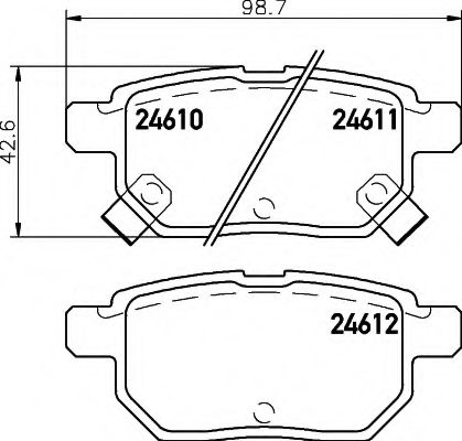 HELLA - 8DB 355 013-581 - Комплект тормозных колодок, дисковый тормоз (Тормозная система)