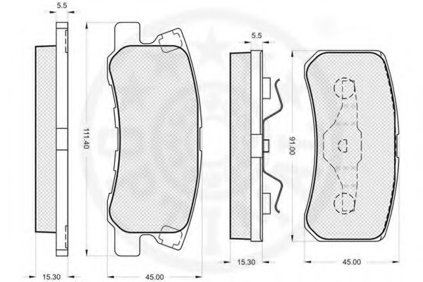 OPTIMAL - 10537 - Комплект тормозных колодок, дисковый тормоз (Тормозная система)