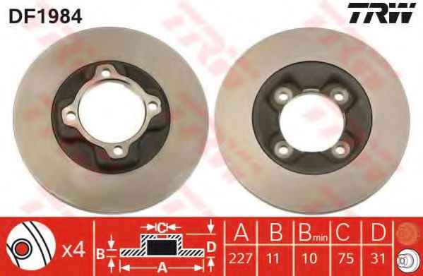 TRW - DF1984 - Тормозной диск (Тормозная система)