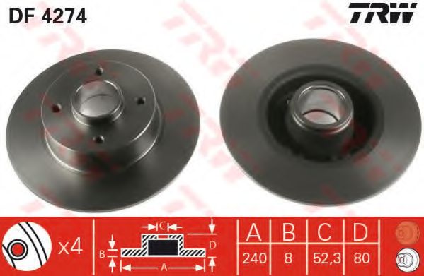 TRW - DF4274 - Тормозной диск