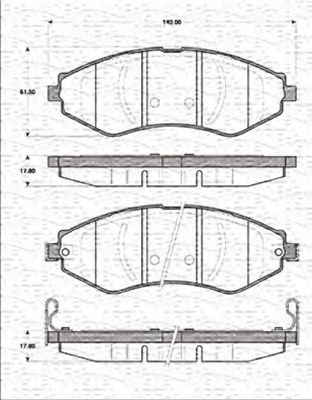 MAGNETI MARELLI - 363702161285 - Комплект тормозных колодок, дисковый тормоз (Тормозная система)