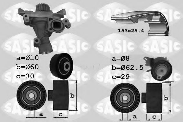 SASIC - 3900028 - Водяной насос + комплект зубчатого ремня (Охлаждение)