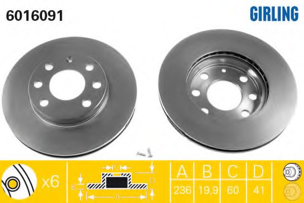 GIRLING - 6016091 - Тормозной диск (Тормозная система)