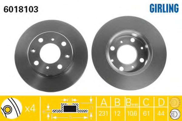 GIRLING - 6018103 - Тормозной диск (Тормозная система)