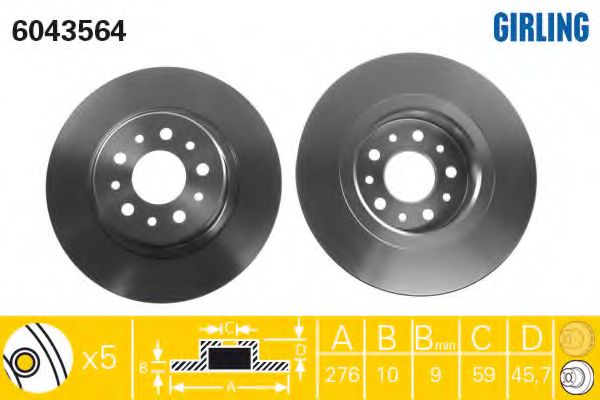 GIRLING - 6043564 - Тормозной диск (Тормозная система)