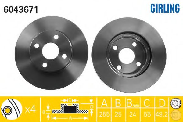 GIRLING - 6043671 - Тормозной диск (Тормозная система)