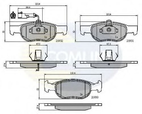 COMLINE - CBP1479 - Комплект тормозных колодок, дисковый тормоз (Тормозная система)