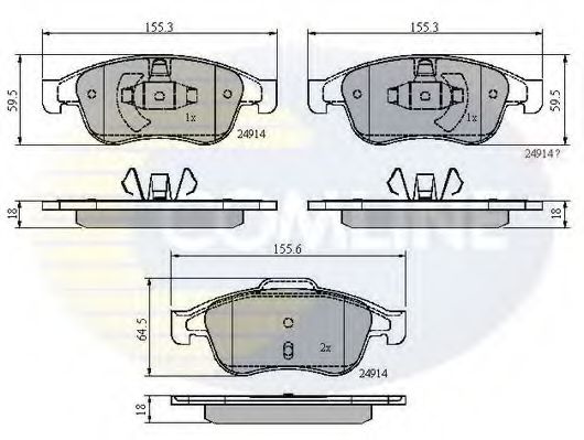 COMLINE - CBP01677 - Комплект тормозных колодок, дисковый тормоз (Тормозная система)