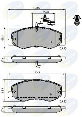 COMLINE - CBP12108 - Комплект тормозных колодок, дисковый тормоз (Тормозная система)