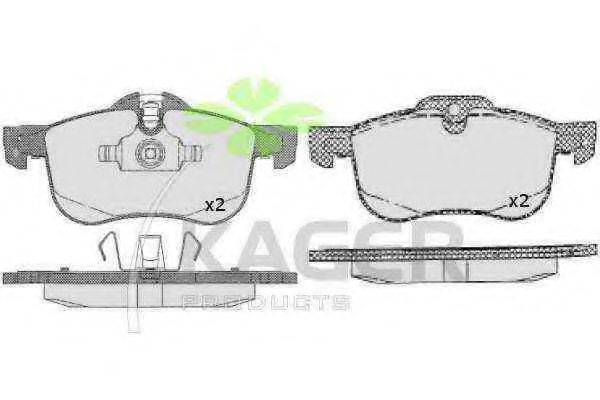 KAGER - 35-0493 - Комплект тормозных колодок, дисковый тормоз