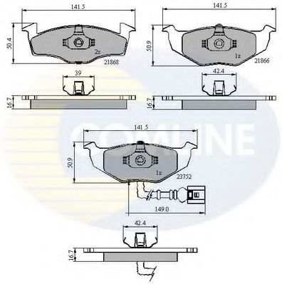 COMLINE - CBP1707 - Комплект тормозных колодок, дисковый тормоз (Тормозная система)