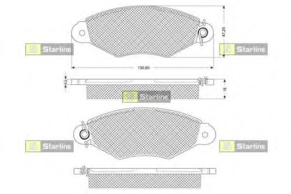 STARLINE - BD S181 - Комплект тормозных колодок, дисковый тормоз