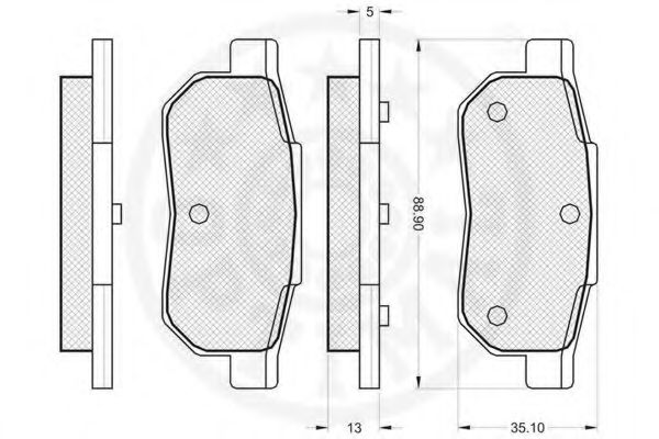 OPTIMAL - 12061 - Комплект тормозных колодок, дисковый тормоз (Тормозная система)
