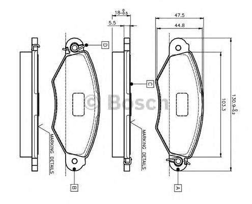 BOSCH - 0 986 TB2 043 - Комплект тормозных колодок, дисковый тормоз (Тормозная система)