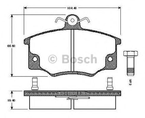 BOSCH - 0 986 TB2 525 - Комплект тормозных колодок, дисковый тормоз (Тормозная система)