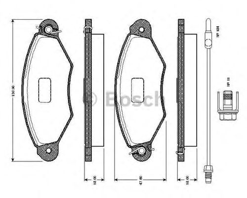 BOSCH - 0 986 TB2 761 - Комплект тормозных колодок, дисковый тормоз (Тормозная система)