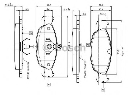 BOSCH - 0 986 TB2 021 - Комплект тормозных колодок, дисковый тормоз (Тормозная система)