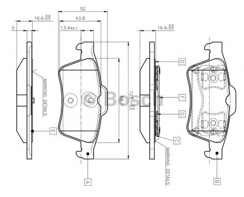 BOSCH - 0 986 TB2 410 - Комплект тормозных колодок, дисковый тормоз (Тормозная система)