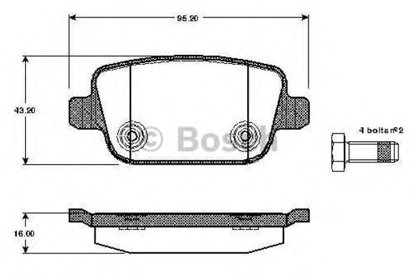 BOSCH - 0 986 TB2 984 - Комплект тормозных колодок, дисковый тормоз (Тормозная система)