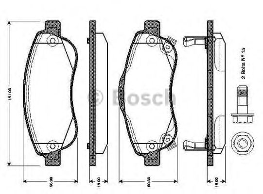 BOSCH - 0 986 TB3 013 - Комплект тормозных колодок, дисковый тормоз (Тормозная система)