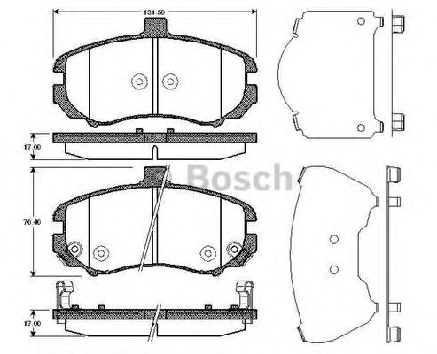 BOSCH - 0 986 TB3 040 - Комплект тормозных колодок, дисковый тормоз (Тормозная система)