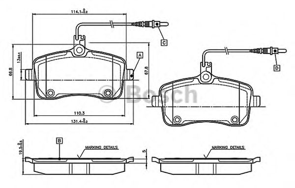 BOSCH - 0 986 TB3 076 - Комплект тормозных колодок, дисковый тормоз (Тормозная система)