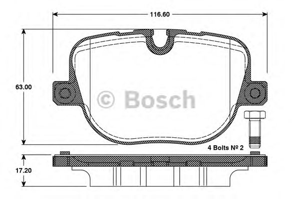 BOSCH - 0 986 TB3 097 - Комплект тормозных колодок, дисковый тормоз (Тормозная система)