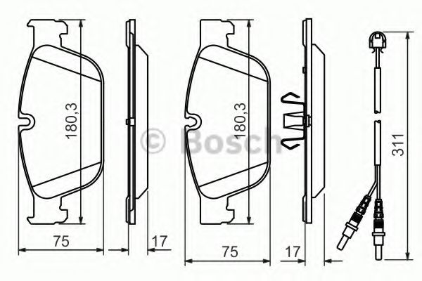 BOSCH - 0 986 494 526 - Комплект тормозных колодок, дисковый тормоз (Тормозная система)